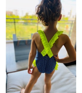 Double Ruffle Swimsuit with Stars Pattern