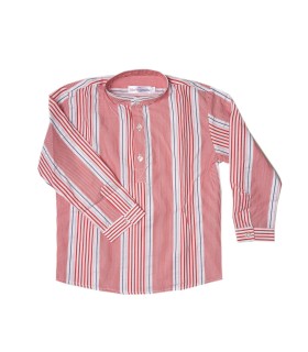 Striped Banded Collar Shirt